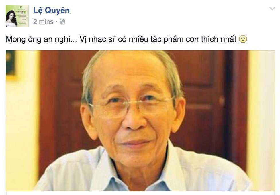 Người đẹp Lệ Quyên thành kính chia buồn trước sự ra đi của nhạc sỹ Nguyễn Ánh 9