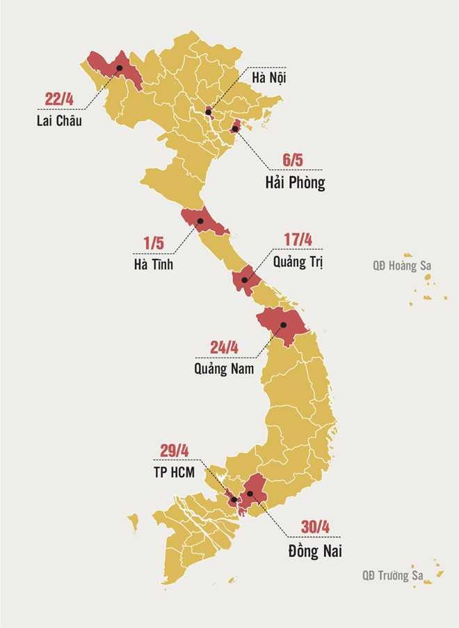 Trong một tháng sau khi nhậm chức, Thủ tướng Nguyễn Xuân Phúc đã làm việc tại 7 tỉnh thành. Đồ họa: Nguyễn Phượng.