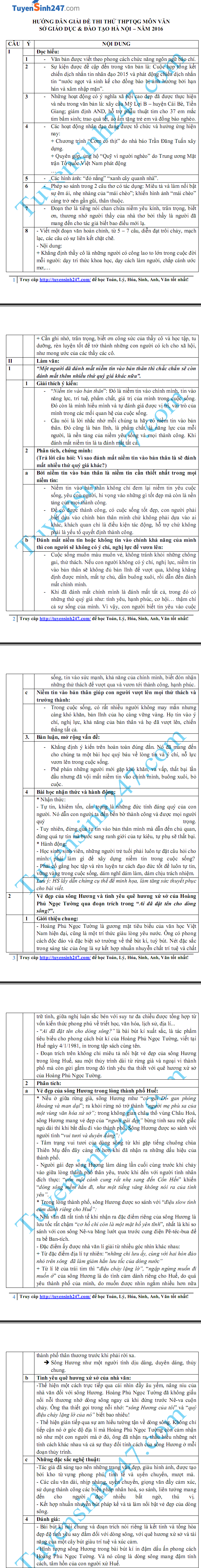 gợi ý lời giải môn Ngữ văn