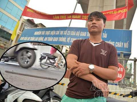 Anh Nguyễn Minh Thắng cho biết mình vẫn may mắn khi không bị thanh sắt rơi vào đầu..