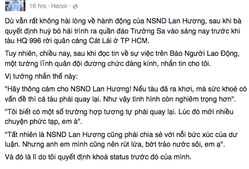 Dòng trạng thái trên facebook N.V.D.