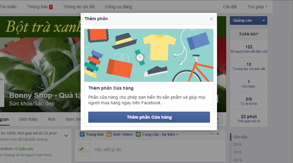 facebook áp dụng rộng rãi tính năng “cửa hàng” hỗ trợ các shop online bán hàng