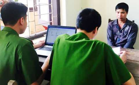 Đinh Quang Tặng tại Phòng cảnh sát hình sự Công an tỉnh Hải Dương.