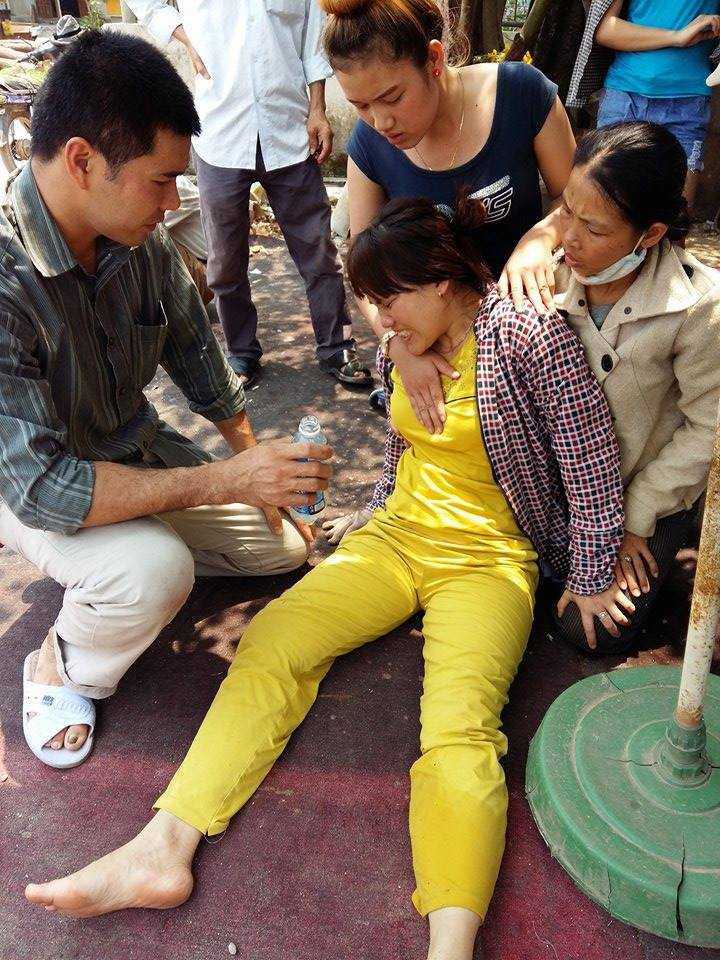 Nạn nhân Nguyễn Thị Anh Chi quằn quại trong đau đớn sau tai nạn.