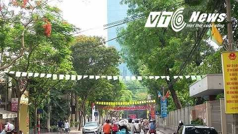 Một tuyến phố được trang trí khá đẹp mắt để chào mừng ngày bầu cử