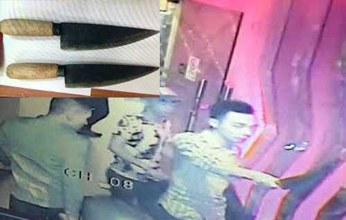 Dao bầu do nhóm thanh niên mang vào quán bar được cảnh sát thu giữ. Ảnh: Q.T