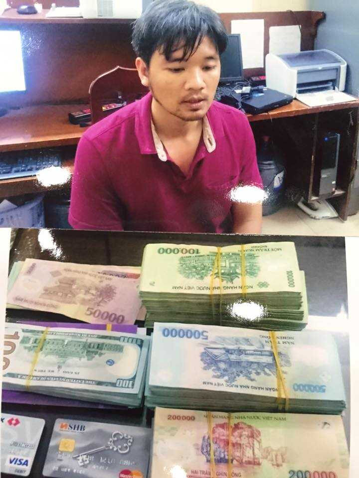 Đối tượng Kiên cùng tang vật.