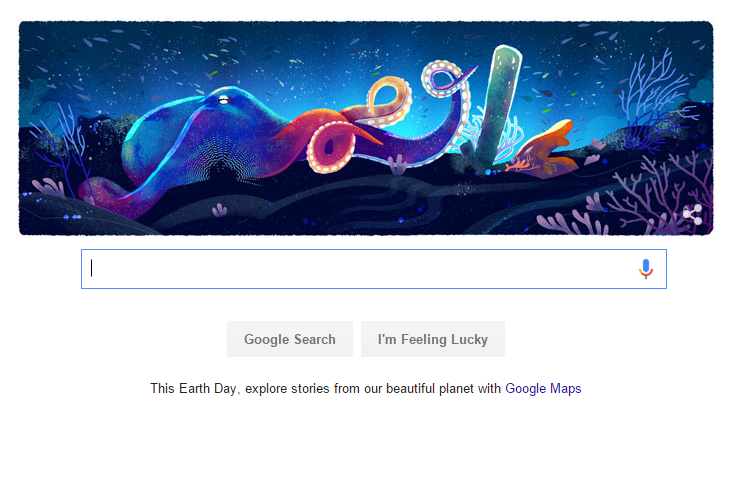 Môi trường biển cũng xuất hiện trong doodle