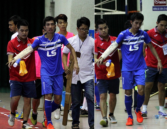 Chấn thương của Trọng Luân được dự đoán ban đầu là không quá nặng (ảnh: Hoàng Tùng)