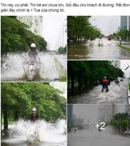 Ảnh nhóm thanh niên đi môtô té nước bẩn gây tranh cãi