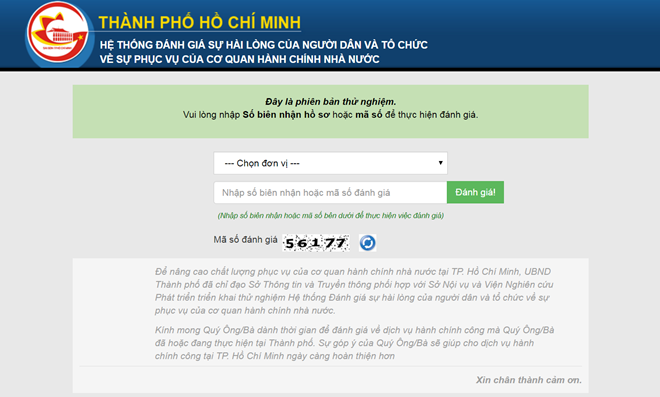 Giao diện trang wed đánh giá. Ảnh chụp màn hình.