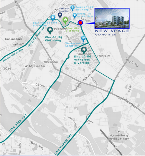 Vị trí đắc địa của Tổ hợp căn hộ New Space Giang Biên Vị trí đắc địa của Tổ hợp căn hộ New Space Giang Biên