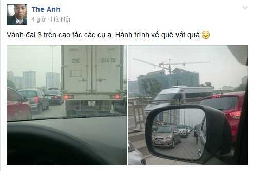 Facebook Thế Anh đăng tải hình ảnh tắc nghẽn ở đường trên cao sáng 30/4