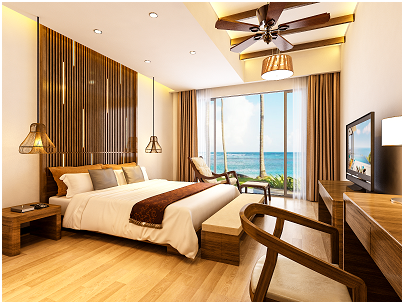 100% biệt thự, phòng khách, phòng ngủ của Mövenpick Villas đều hướng biển và nhìn thấy biển