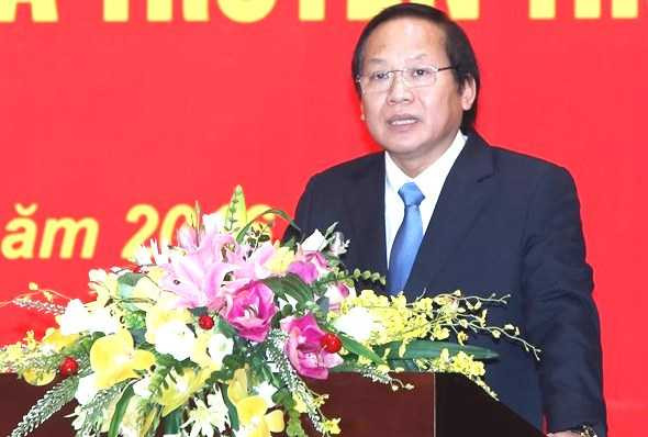 Bộ trưởng Bộ TT&TT Trương Minh Tuấn chia sẻ quyết tâm chính trị Đưa Việt Nam sớm trở thành nước mạnh về CNTT-TT trong khu vực và trên toàn thế giới. Ảnh: Thái Anh.