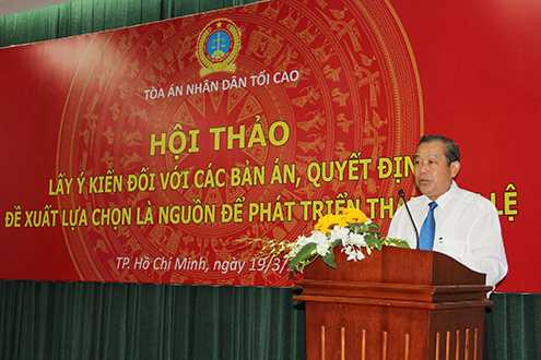 Chánh án TANDTC Trương Hòa Bình phát biểu chỉ đạo tại Hội thảo