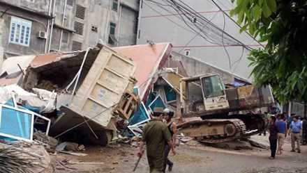 Hiện trường vụ sập nhà gây 6 người thương vong ở tỉnh Cao Bằng. Ảnh: Tăng Trung