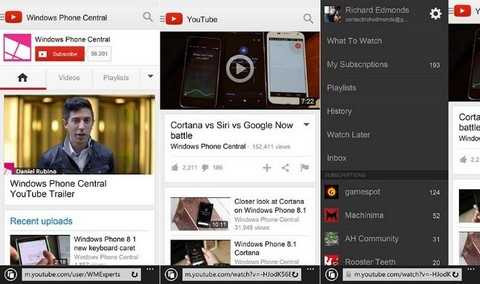 Youtube, Facebook, Wikipedia bản Web đều có tính năng tương tự trên Ứng dụng