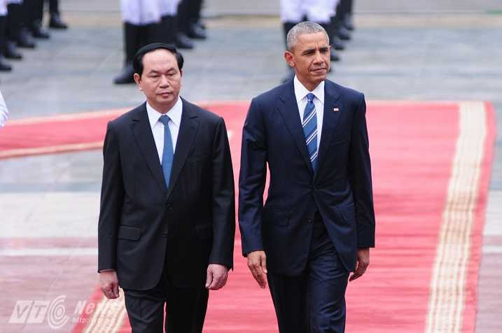 Chủ tịch nước Trần Đại Quang và Tổng thống Obama - Ảnh: Tùng Đinh