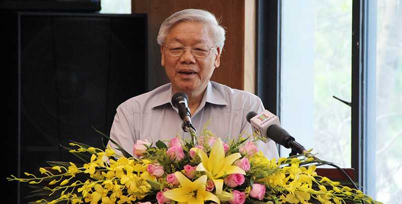 Tổng bí thư Nguyễn Phú Trọng phát biểu sáng 6/5 (Ảnh: Phạm Thịnh)