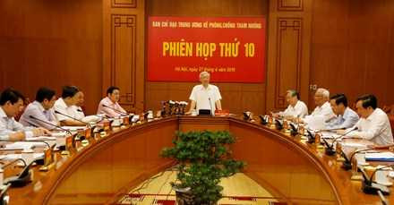 Tổng Bí thư Nguyễn Phú Trọng chủ trì Phiên họp thứ 10 Ban Chỉ đạo T.Ư về phòng, chống tham nhũng.