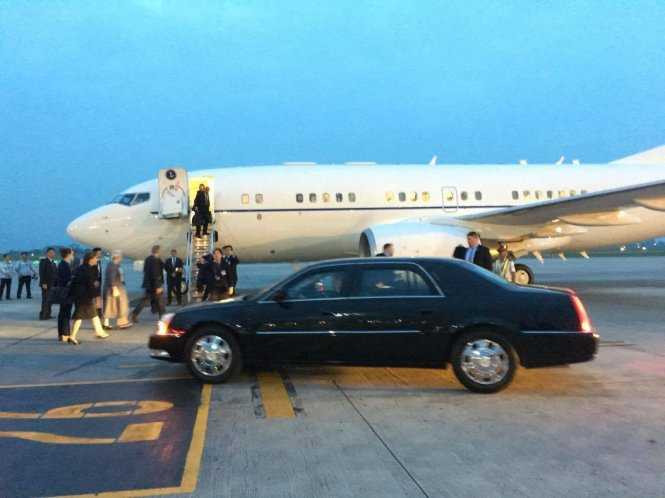 Máy bay chở Ngoại trưởng Hoa Kỳ John Kerry (Ảnh: Việt Dũng/TTO)