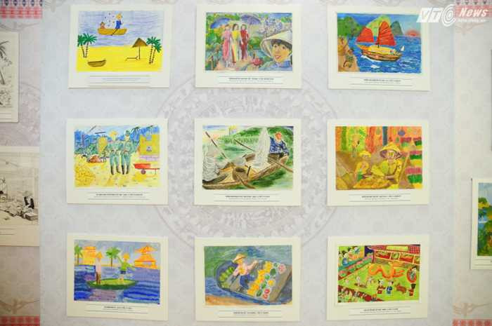 Đất nước, con người Việt Nam, Nga được thể hiện sinh động qua những bức tranh - Ảnh: Tùng Đinh