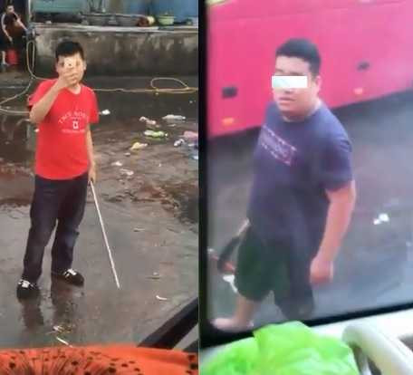 Tên N. (ảnh phải) đang bị tạm giữ để điều tra. Ảnh cắt clip Tên N. (ảnh phải) đang bị tạm giữ để điều tra. Ảnh cắt clip