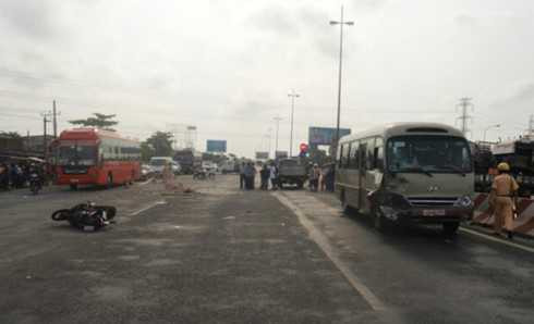 Hiện trường một vụ tai nạn giao thông (ảnh: KT)