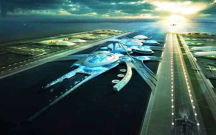 Bản phối cảnh dự án xây dựng sân bay quốc tế trên sông Thames, London, Anh