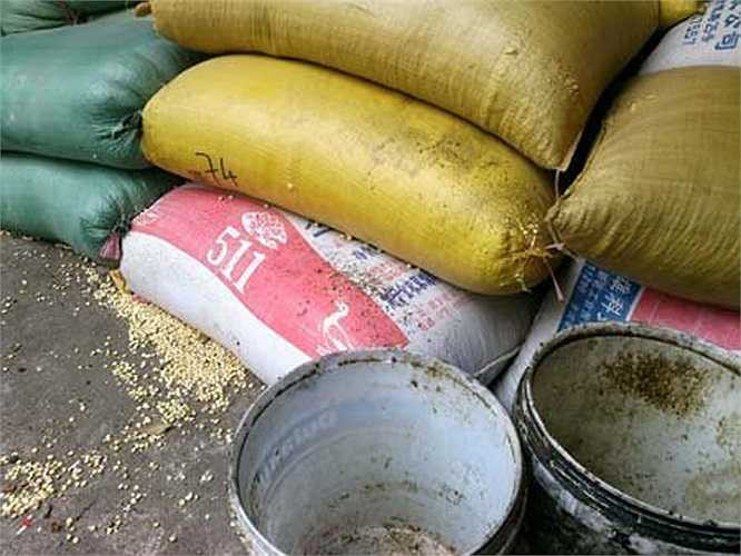 Các loại thùng phi ngâm, chiên ngô han gỉ và đen xì.