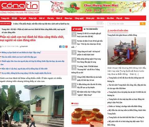 Bức ảnh được cho là con trai đánh bố được chia sẻ với tốc độ chóng mặt trên facebook và các trang tin (ảnh chụp màn hình)