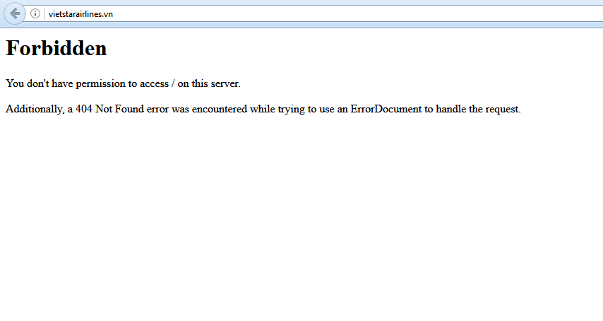 Trang web của Vietstar Airlines không thể truy cập 