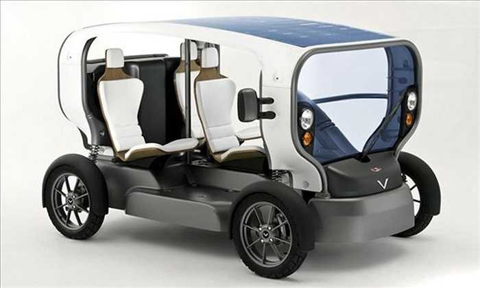 Venturi Eclectic Chiếc xe điện Eclectic của Venturi có thể nói không khác gì một chiếc xe ở sân golf với tốc độ tối đa khoảng 48 km và phạm vi hoạt động 48 km. Xe có thể được sạc thông qua cắm điện, pin năng lượng mặt trời và turbine gió.