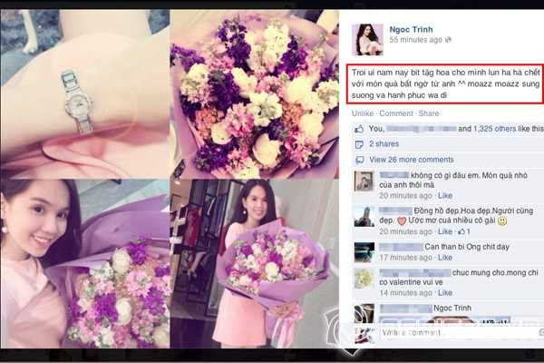 Ngọc Trinh được bạn trai tặng đồng hồ hơn 800 triệu nhân dịp Valentine | Người mẫu ngọc trinh,nữ hoàng nội t ngọc trinh,ngọc trinh được tặng đồng hồ giá trị