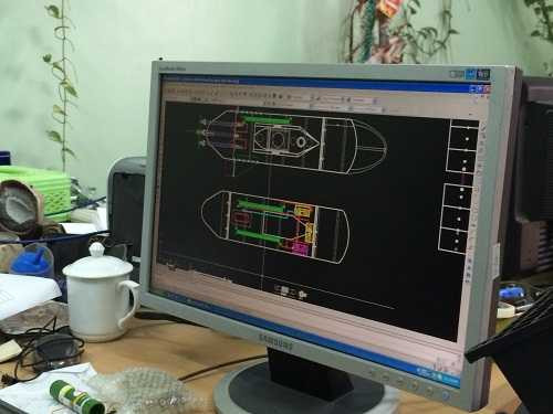 Bản vẽ thiết kế tàu ngầm Trường Sa của ông Nguyễn Quốc Hòa. (Ảnh PetroTimes)
