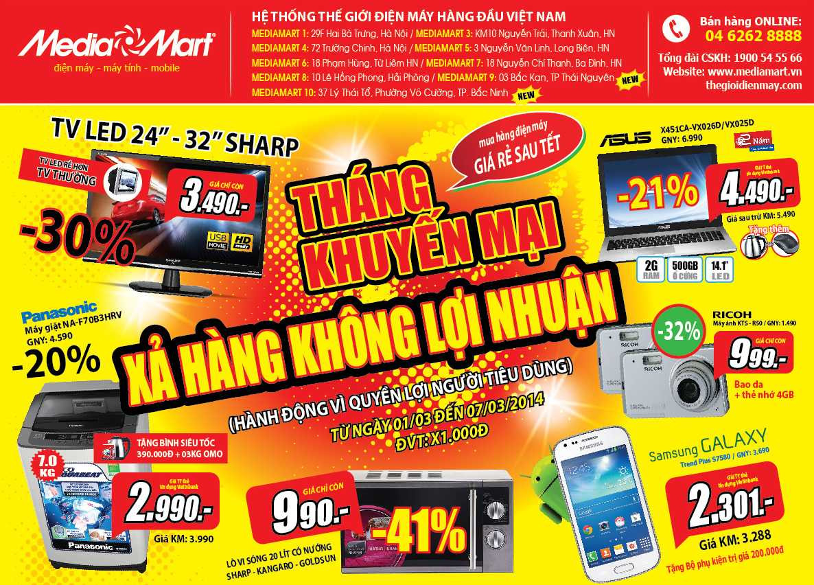 Tháng khuyến mại xả hàng không lợi nhuận tại Media Mart