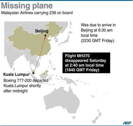 Máy bay được cho là bị mất tích trên không phận Việt Nam vào 18h40 GMT