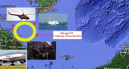 Sơ đồ tìm kiếm tàu bay mất tích. Theo Vnn