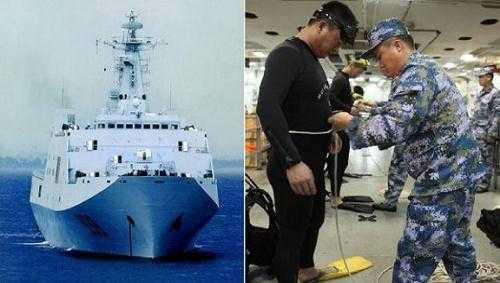 Tàu đổ bộ Côn Luân Sơn của Trung Quốc mang theo 10 người nhái đến tham gia tìm kiếm máy bay mất tích