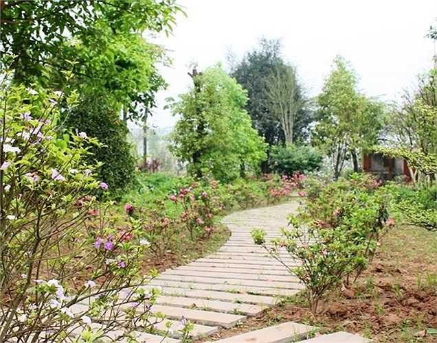 Và tại Rose Valley Mê Linh, con đường này mới được hoàn thiện, khá giống về ý tưởng tuy nhiên lớp lát là các thanh bê tông xếp ngang. 