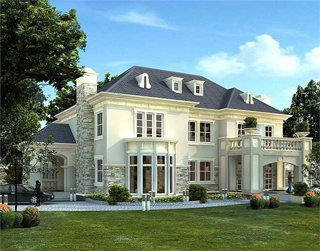 Và Rose Garden Mê Linh cũng khá tương đồng ở chi tiết đơn giản sử dụng màu tường màu vàng, khuôn cửa màu gỗ, ngói đá màu ghi... (Ảnh thiết kế 3D của dự án).