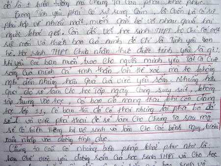 Những bài văn nghị luận yêu sớm