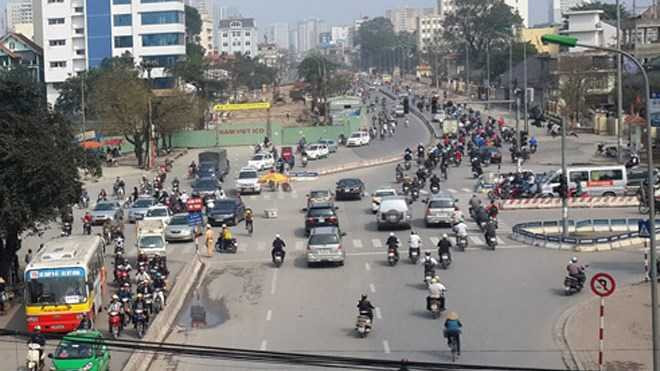 Đường Trường Chinh mở rộng bị nắn cong nhìn từ trên cao. Ảnh: Thanh Niên.