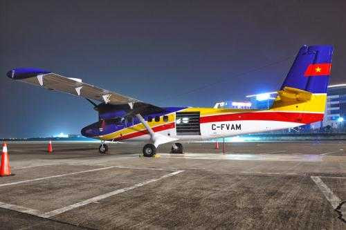 Cận cảnh chiếc thủy phi cơ DHC-6 thứ ba của Hải quân Việt Nam tại sân bay Đài Bắc tối hôm 6/4.