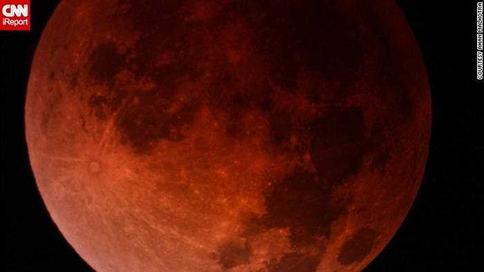 Học sinh năm thứ hai phổ thông trung học Ahan Malhotra và cha mình đã chớp được hình ảnh mặt trăng máu tại Miami. Em thú nhận đây là một trải nghiệm hấp dẫn tới nghẹt thở.