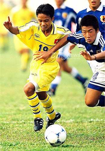 U16 Việt Nam chỉ dừng bước trước U16 Nhật Bản. Trong ảnh là Ánh Cường (19). (Ảnh: Quang Minh)