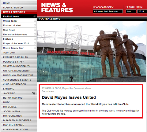 David Moyes bị sa thải