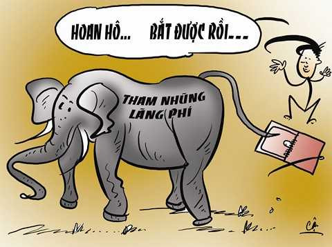 Tranh biếm VACI – MEC: “Xử lý tham nhũng: Chớ để đầu voi đuôi chuột” 