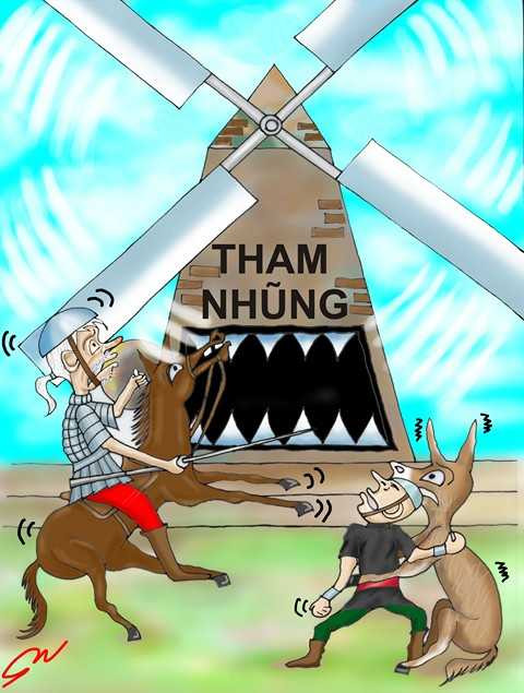 Tranh biếm VACI – MEC: “Xử lý tham nhũng: Chớ để đầu voi đuôi chuột” 